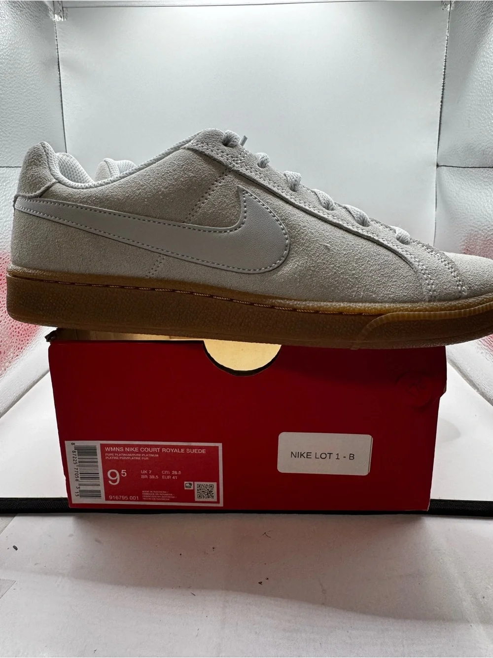 Nike Men’s Court Royale Suede Sneakers — White/Gum